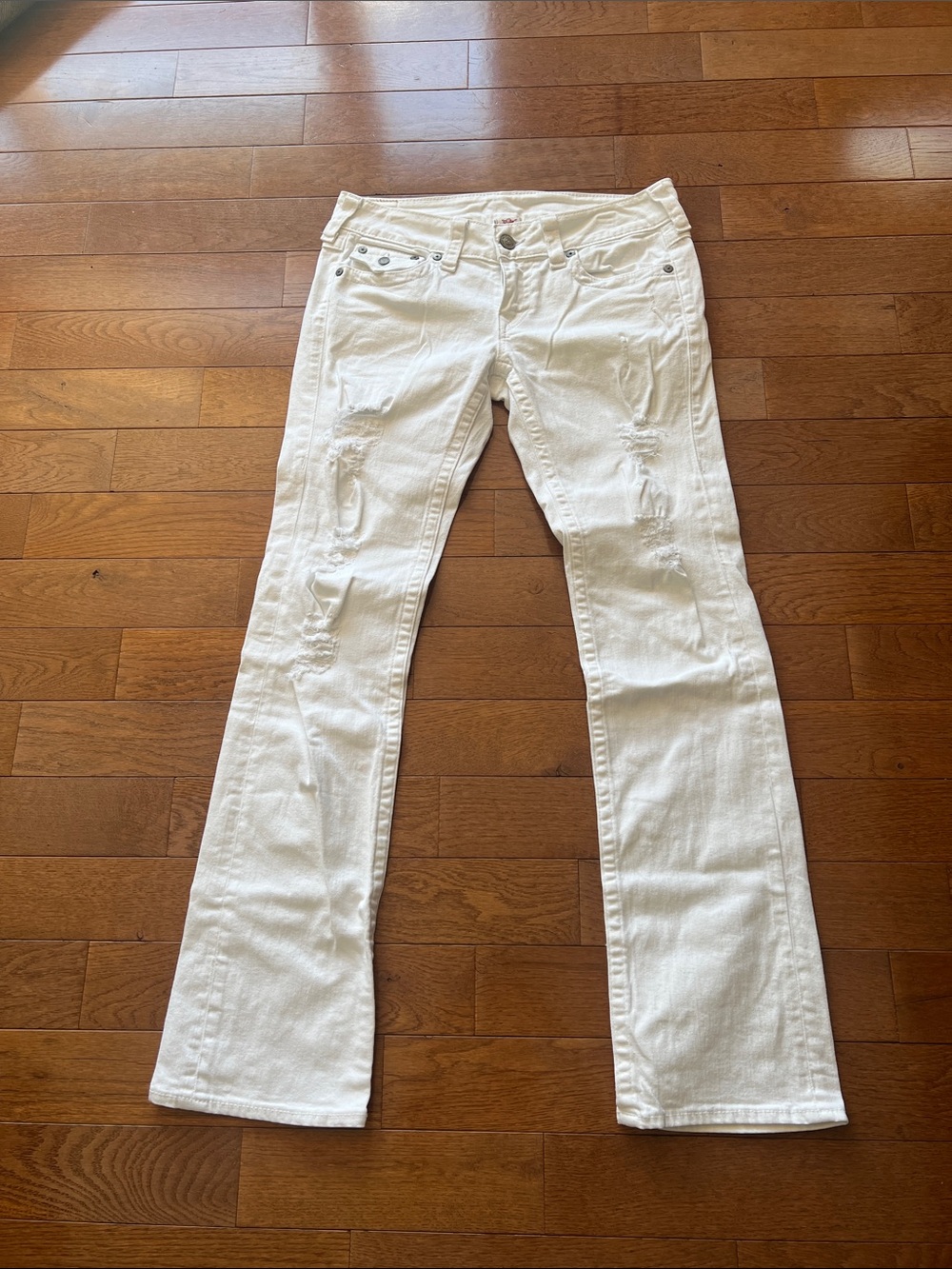 ❤️True Religion Billy Women's White Factory Distressed Flare Jeans-30❤️